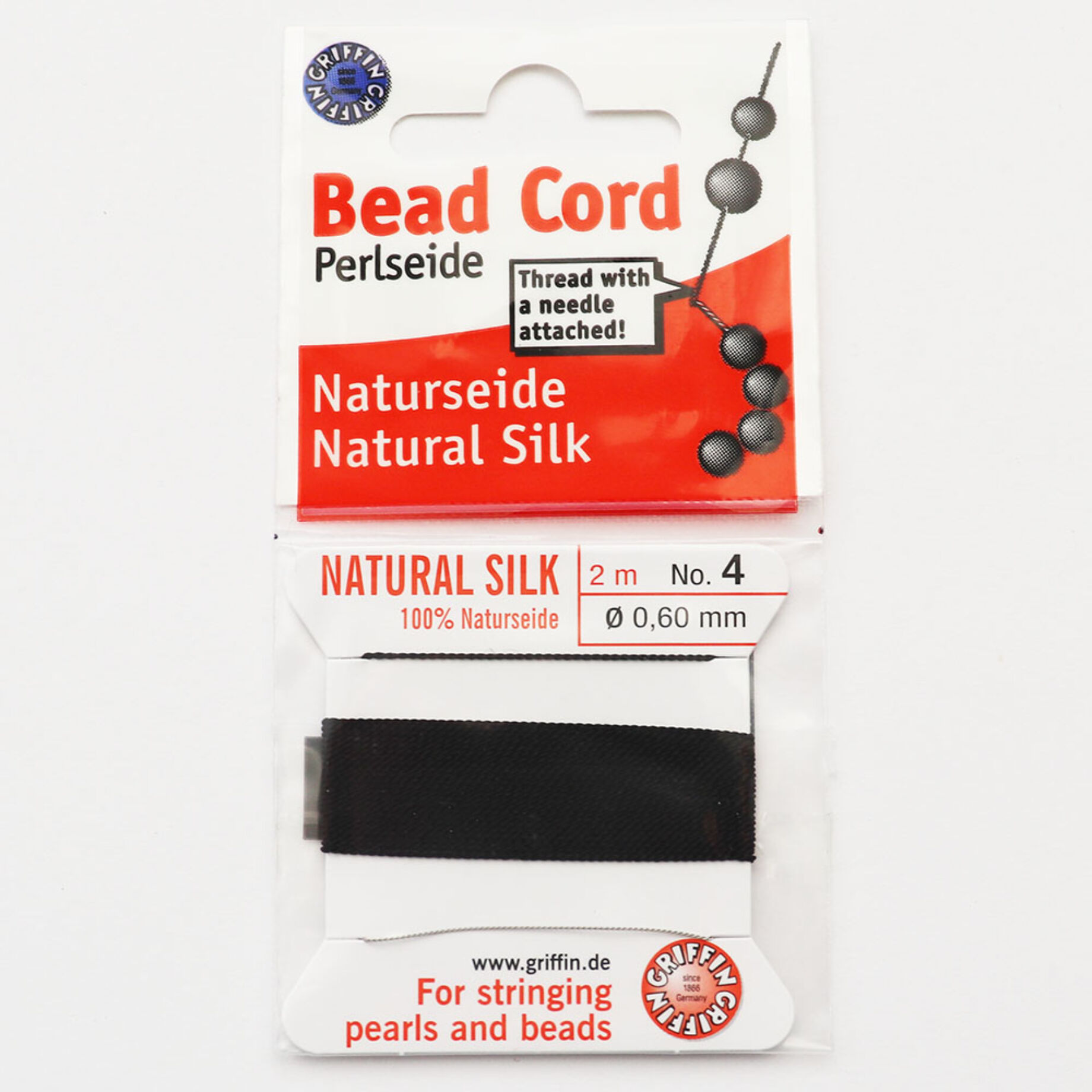 Bead Cord fűzőszál, selyem, 0,6 mm, fekete