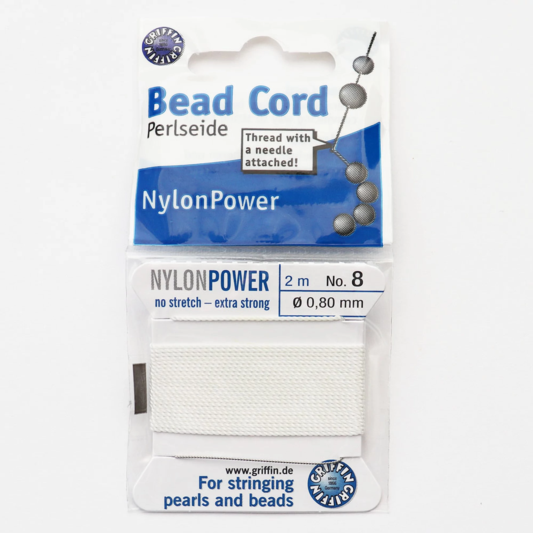 Bead Cord fűzőszál, nejlon, fehér, 0,60 mm nylon