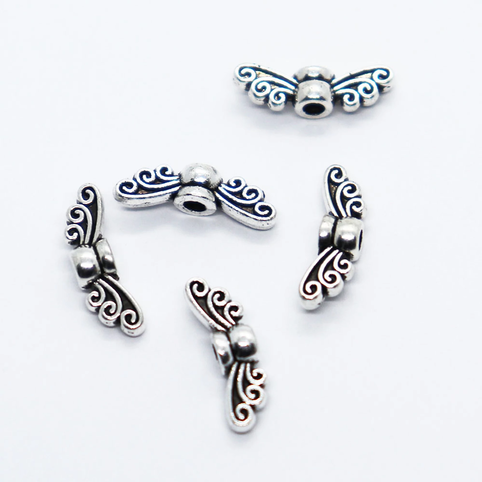 Angyalszárny antik ezüst színű 14 mm (5 db)