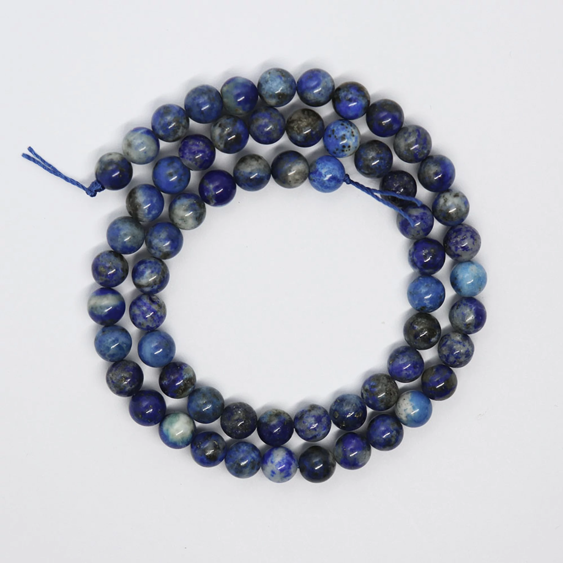 Lápisz Lazuli ásványgyöngy, 6 mm, egész szál