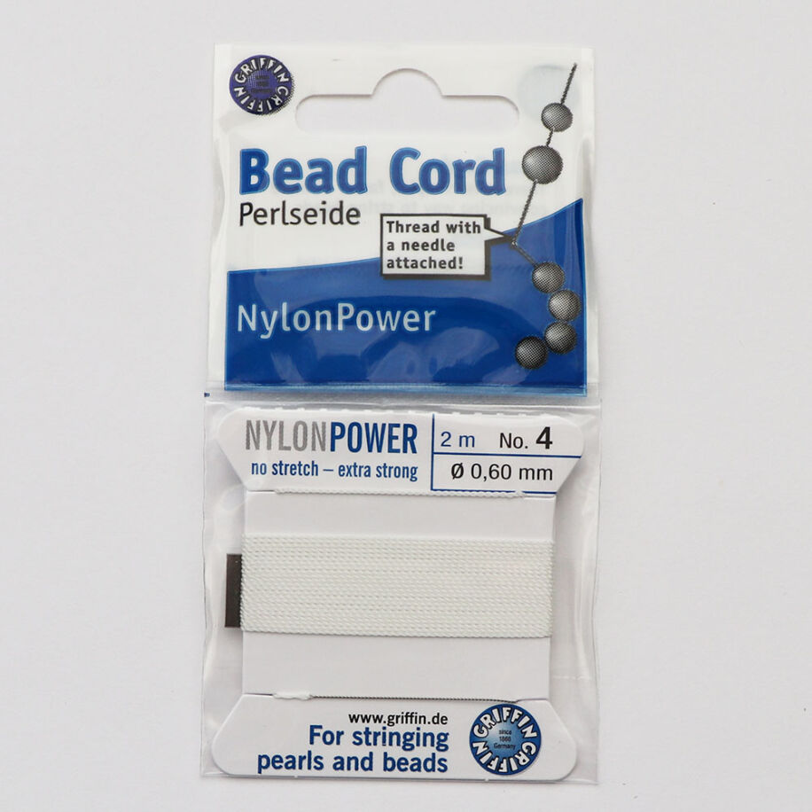 Bead Cord fűzőszál, nejlon, fehér, 0,60 mm nylon