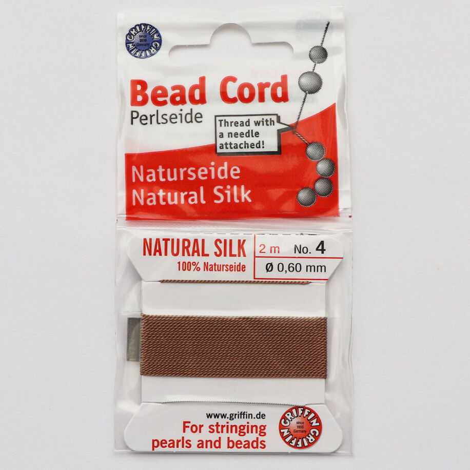 Bead Cord fűzőszál, selyem, 0,6 mm, bézs