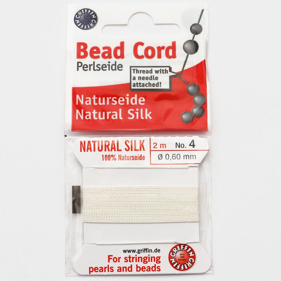 Bead Cord fűzőszál, selyem, 0,6 mm, fehér