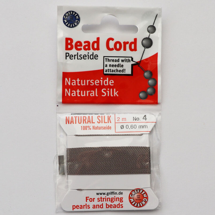 Bead Cord fűzőszál, selyem, 0,6 mm, szürke