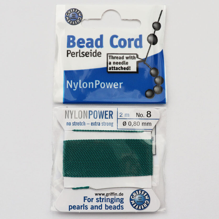 Bead Cord fűzőszál, nejlon, zöld, 0,60 mm nylon