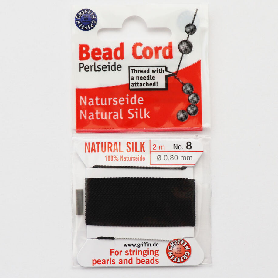 Bead Cord fűzőszál, selyem, 0,6 mm, fekete