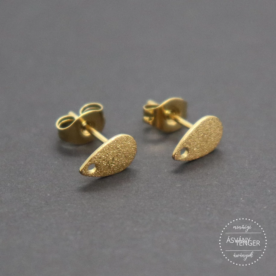 Csepp alakú, arany színű nemesacél fülbevaló alap
