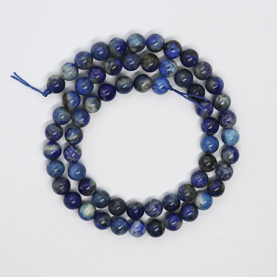 Lápisz Lazuli ásványgyöngy, 6 mm, egész szál